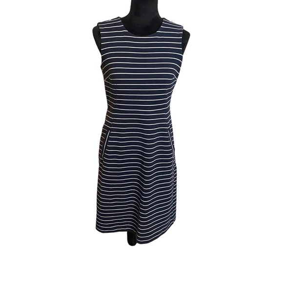 Lands End Navy Blue and White Dress Nautical Preppy Vacation Resort Cruise Sz 6 - Picture 8 of 12